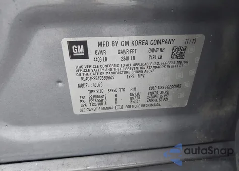 2014 Buick Encore Convenience z USA, uszkodzony, nr VIN KL4CJFSB4EB605527